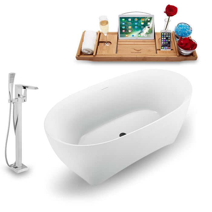 59" Streamline N1740BL-100 Freestanding Tub and Tray with Internal Drain