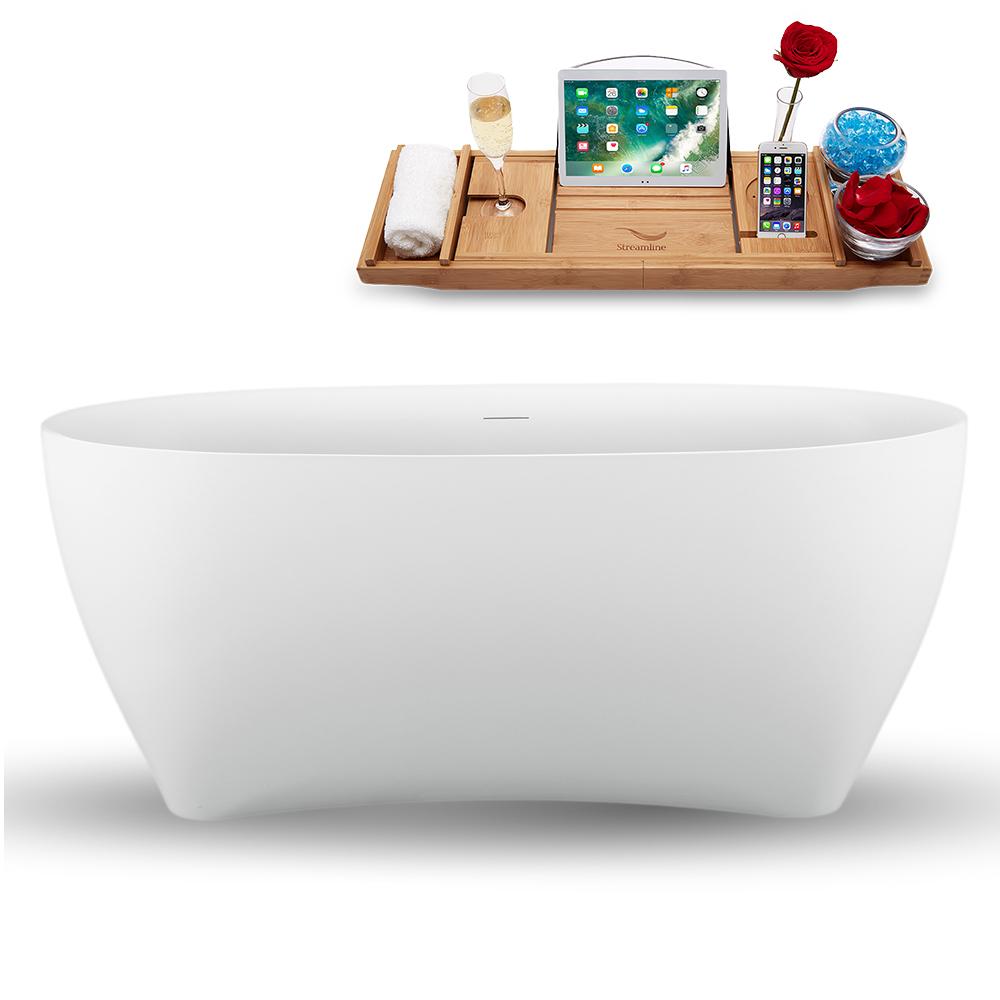59" Streamline N1740BNK Freestanding Tub and Tray with Internal Drain