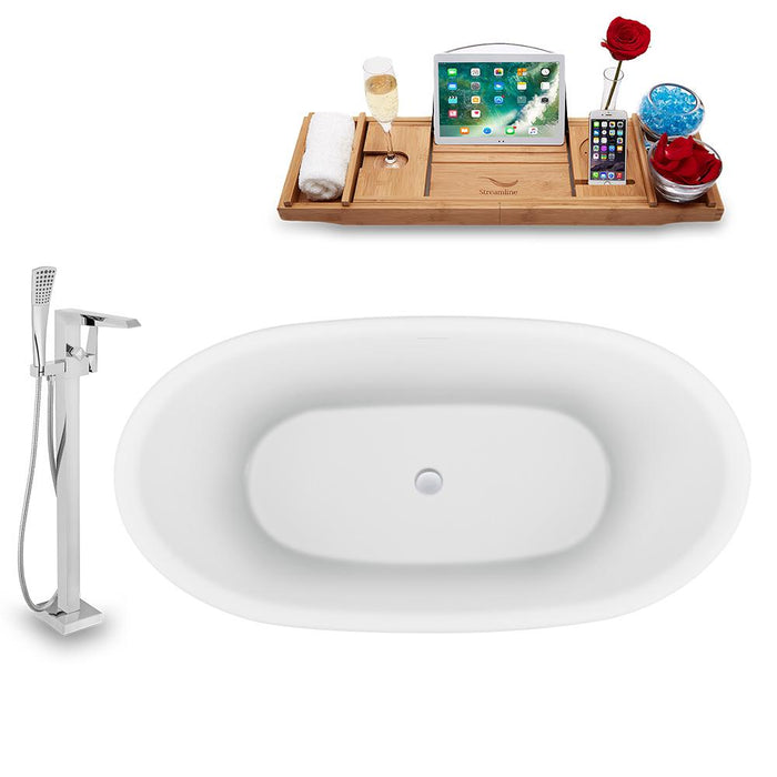 59" Streamline N1740CH-100 Freestanding Tub and Tray with Internal Drain