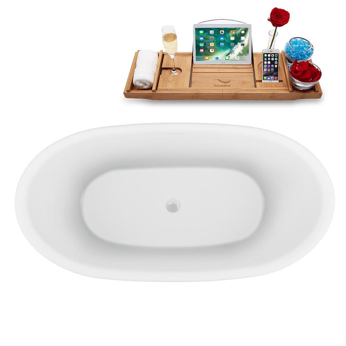 59" Streamline N1740WH Freestanding Tub and Tray with Internal Drain