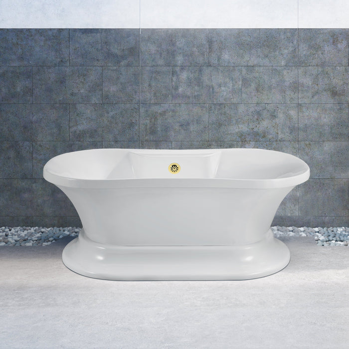 60" Streamline N180GLD Soaking Freestanding Tub and Tray With External Drain