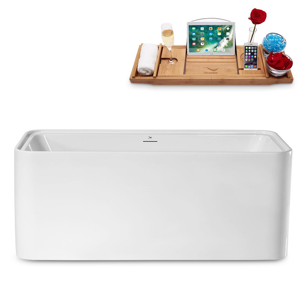 59" Streamline N2002BNK Freestanding Tub and Tray With Internal Drain