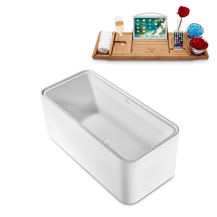 59" Streamline N2002WH Freestanding Tub and Tray With Internal Drain