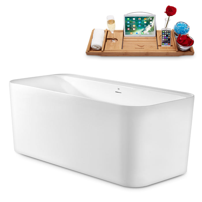 59" Streamline N2100WH Freestanding Tub and Tray With Internal Drain