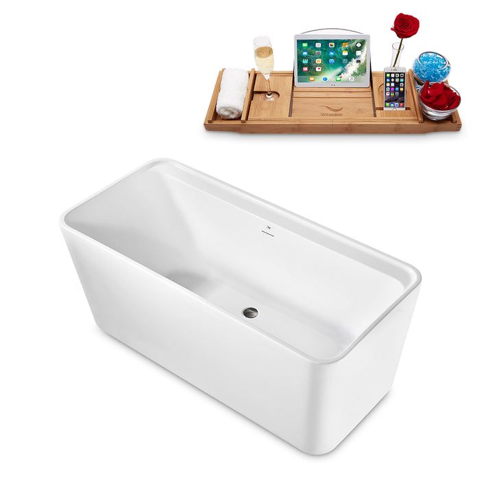 59" Streamline N2140BNK Freestanding Tub and Tray With Internal Drain