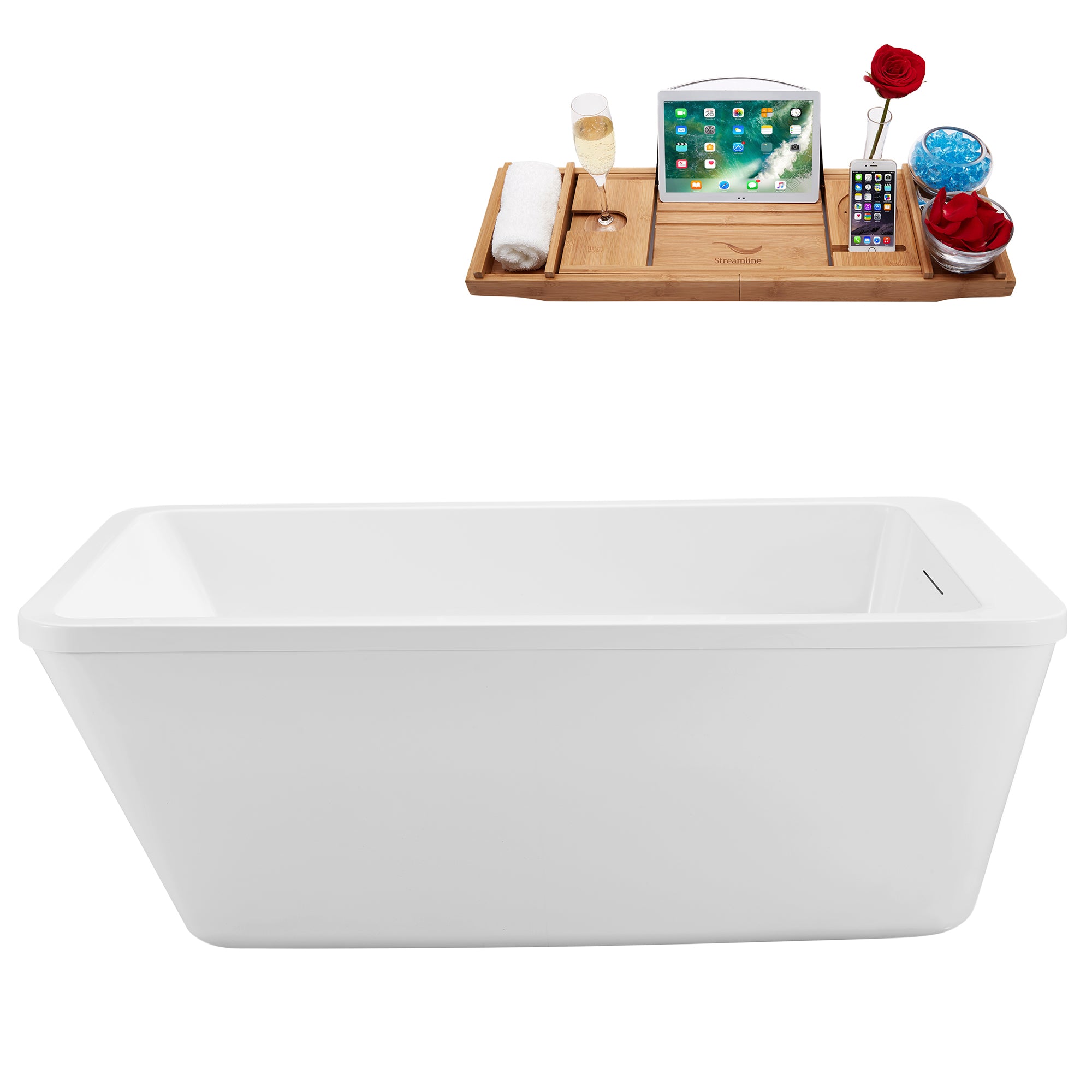 60'' Streamline N250BL Freestanding Tub and Tray With Internal Drain image