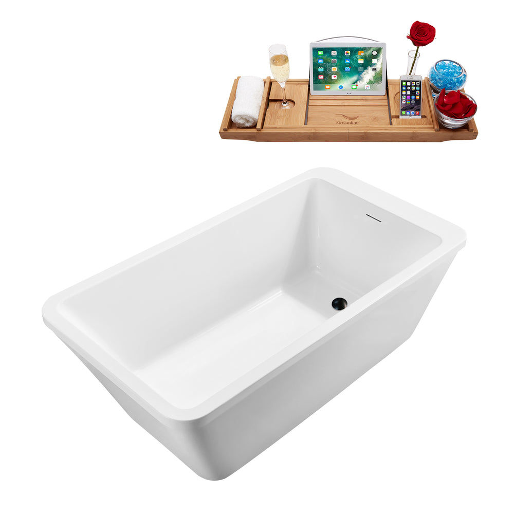 60'' Streamline N250BL Freestanding Tub and Tray With Internal Drain Image