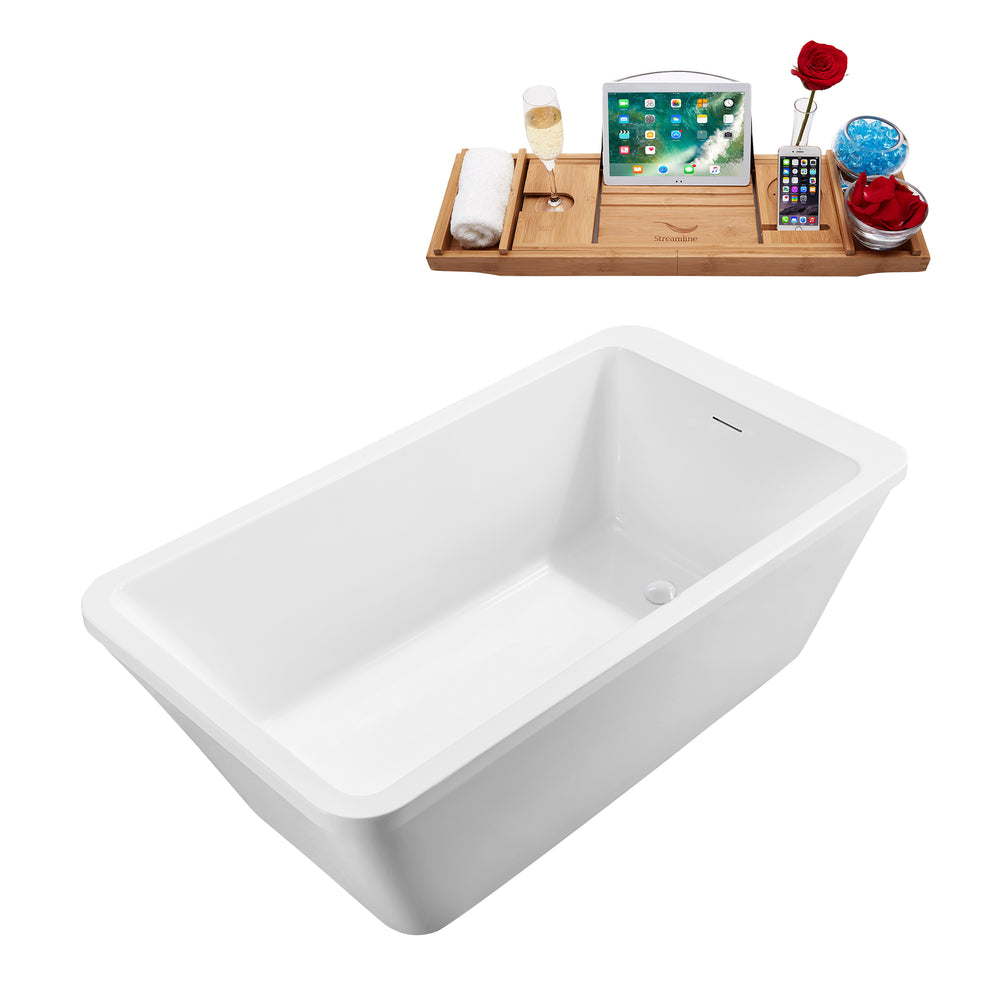 60'' Streamline N250WH Freestanding Tub and Tray With Internal Drain Image