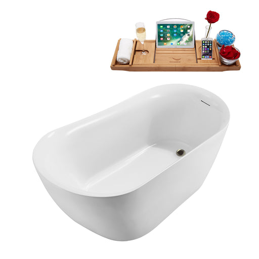59'' Streamline N290BNK Freestanding Tub and Tray with Internal Drain
