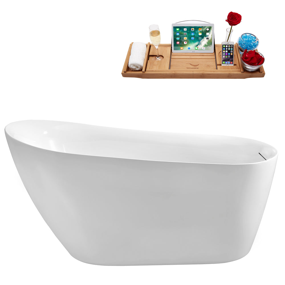 59'' Streamline N290WH Freestanding Tub and Tray with Internal Drain Image