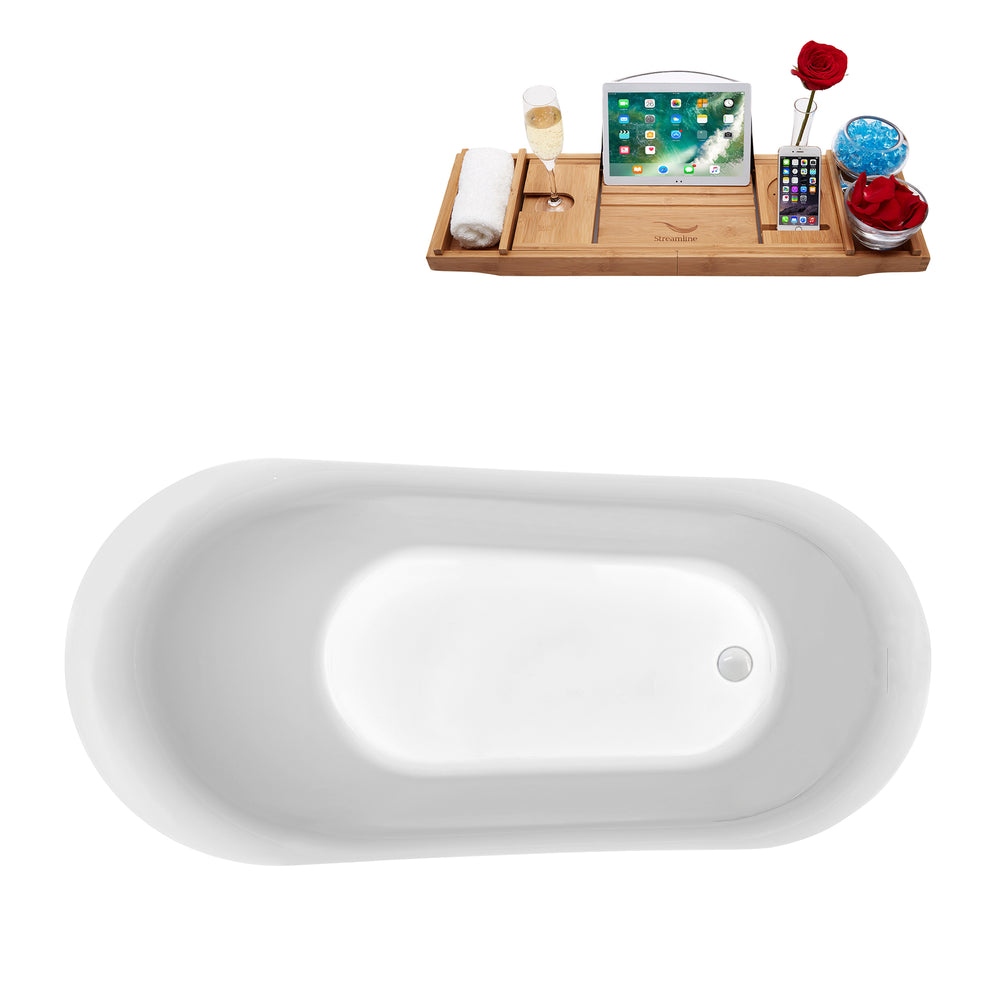 59'' Streamline N290WH Freestanding Tub and Tray with Internal Drain Image