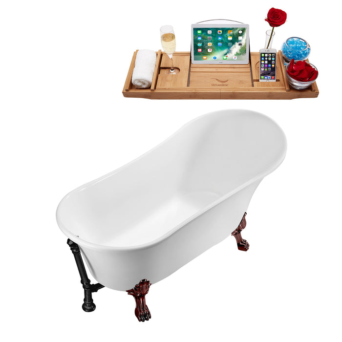 67" Streamline N340ORB-BL Soaking Clawfoot Tub and Tray With External Drain