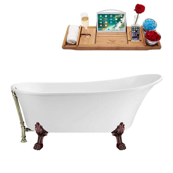 67" Streamline N340ORB-BNK Soaking Clawfoot Tub and Tray With External Drain