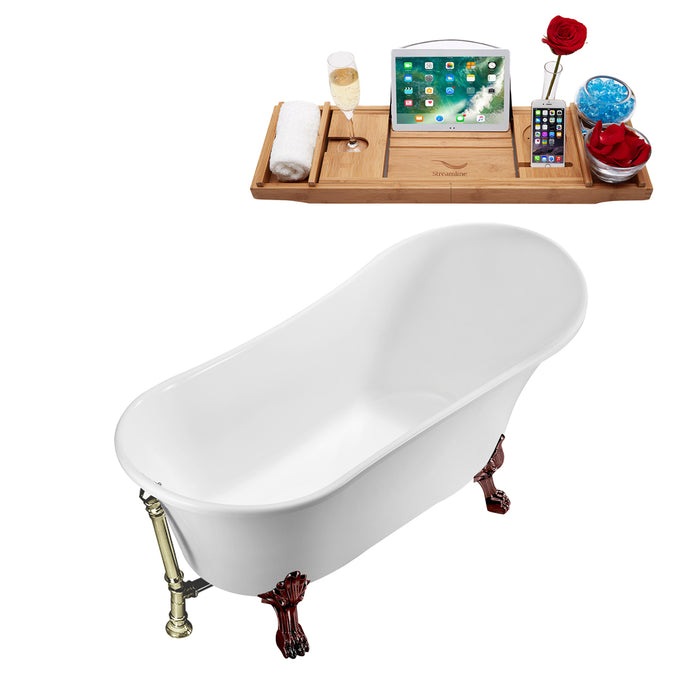 67" Streamline N340ORB-BNK Soaking Clawfoot Tub and Tray With External Drain