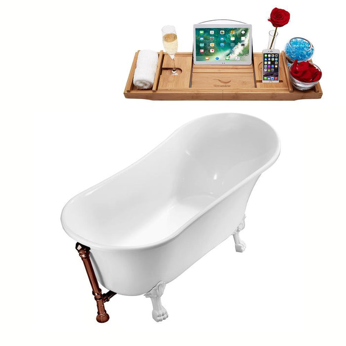 67" Streamline N340WH-ORB Soaking Clawfoot Tub and Tray With External Drain