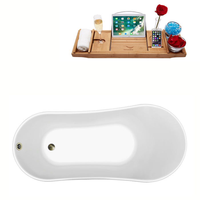 59" Streamline N341ORB-BNK Soaking Clawfoot Tub and Tray With External Drain