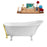63" Streamline N342WH-GLD Soaking Clawfoot Tub and Tray With External Drain