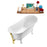 63" Streamline N342WH-GLD Soaking Clawfoot Tub and Tray With External Drain