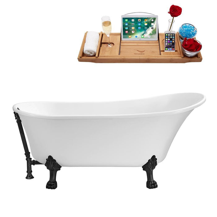 55" Streamline N343BL-BL Clawfoot Tub and Tray With External Drain
