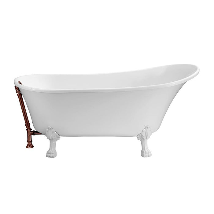 55" Streamline N343WH-ORB Clawfoot Tub and Tray With External Drain