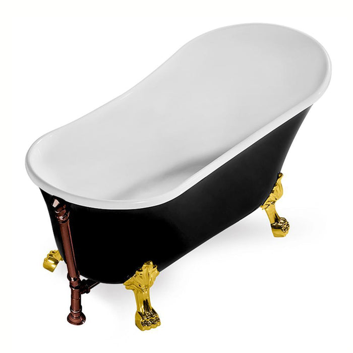 59" Streamline N344GLD-ORB Clawfoot Tub and Tray With External Drain