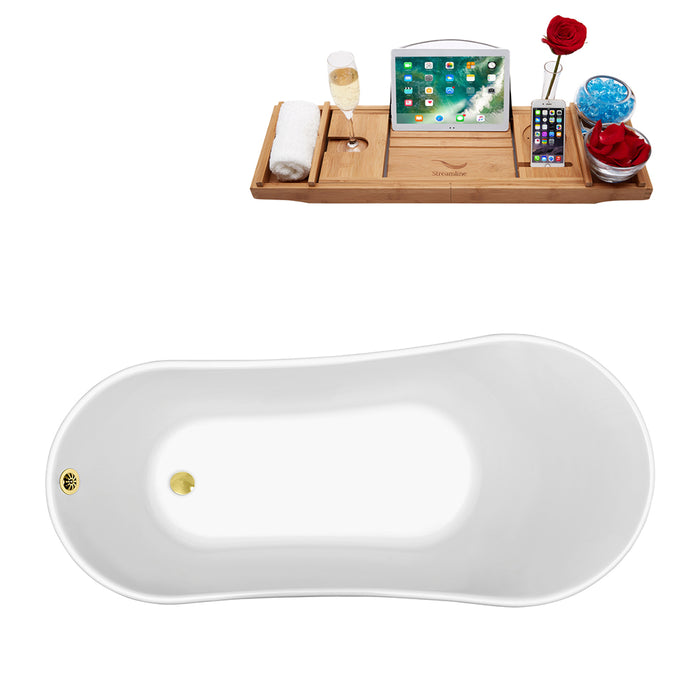 67" Streamline N345ORB-GLD Clawfoot Tub and Tray With External Drain