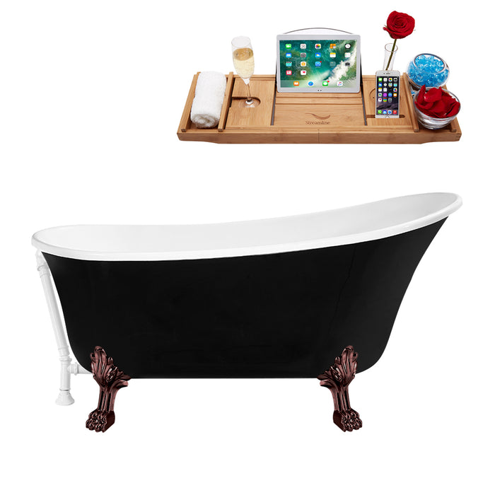 67" Streamline N345ORB-WH Clawfoot Tub and Tray With External Drain
