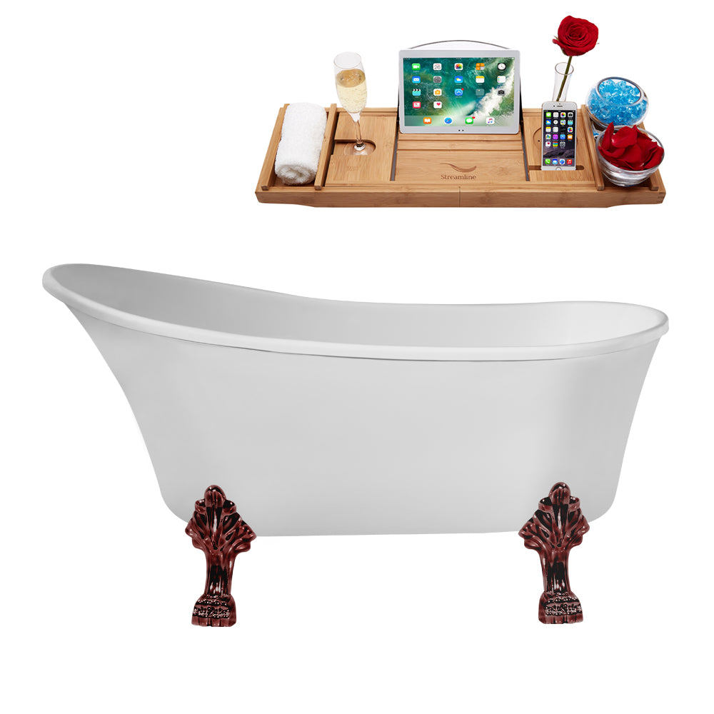 63" Streamline N348ORB-IN-WH Clawfoot Tub and Tray With Internal Drain