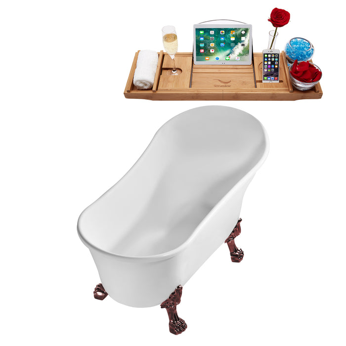 63" Streamline N348ORB-IN-WH Clawfoot Tub and Tray With Internal Drain