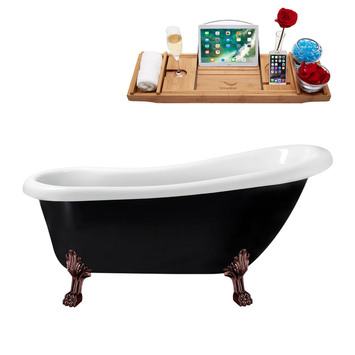 61" Streamline N481ORB-IN-WH Clawfoot Tub and Tray With Internal Drain