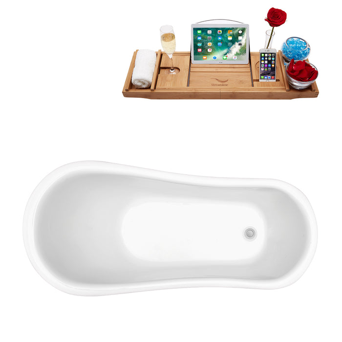 61" Streamline N481ORB-IN-WH Clawfoot Tub and Tray With Internal Drain