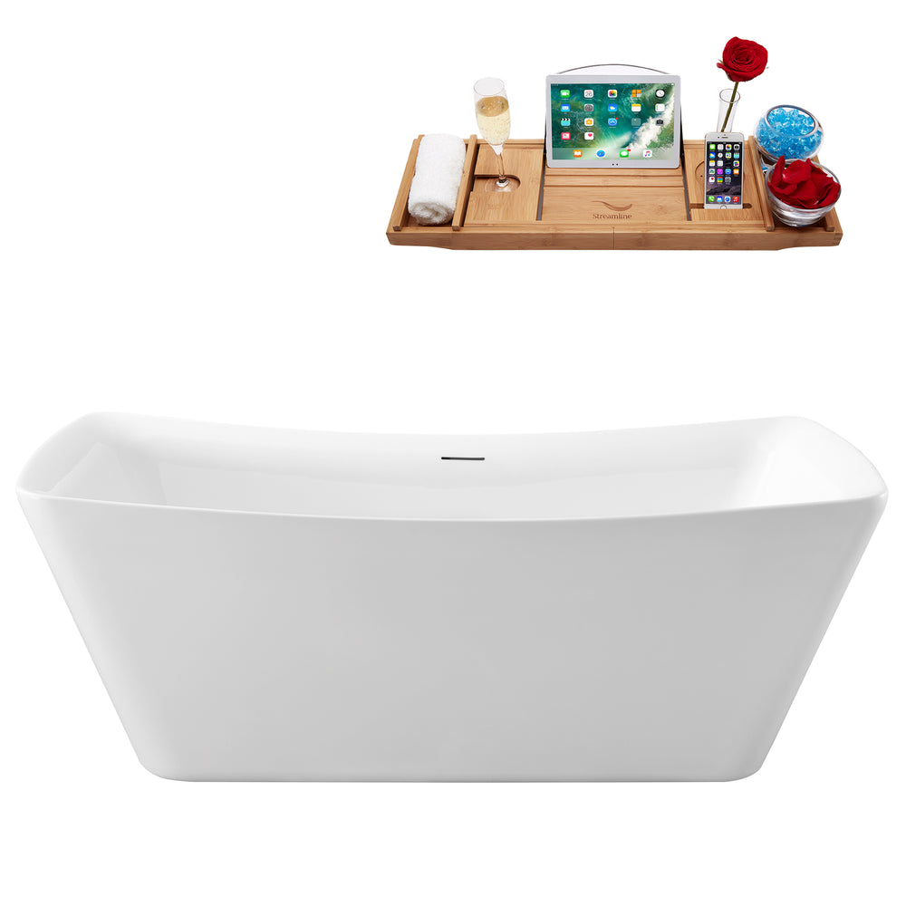 62'' Streamline N550BL Freestanding Tub and Tray With Internal Drain Image