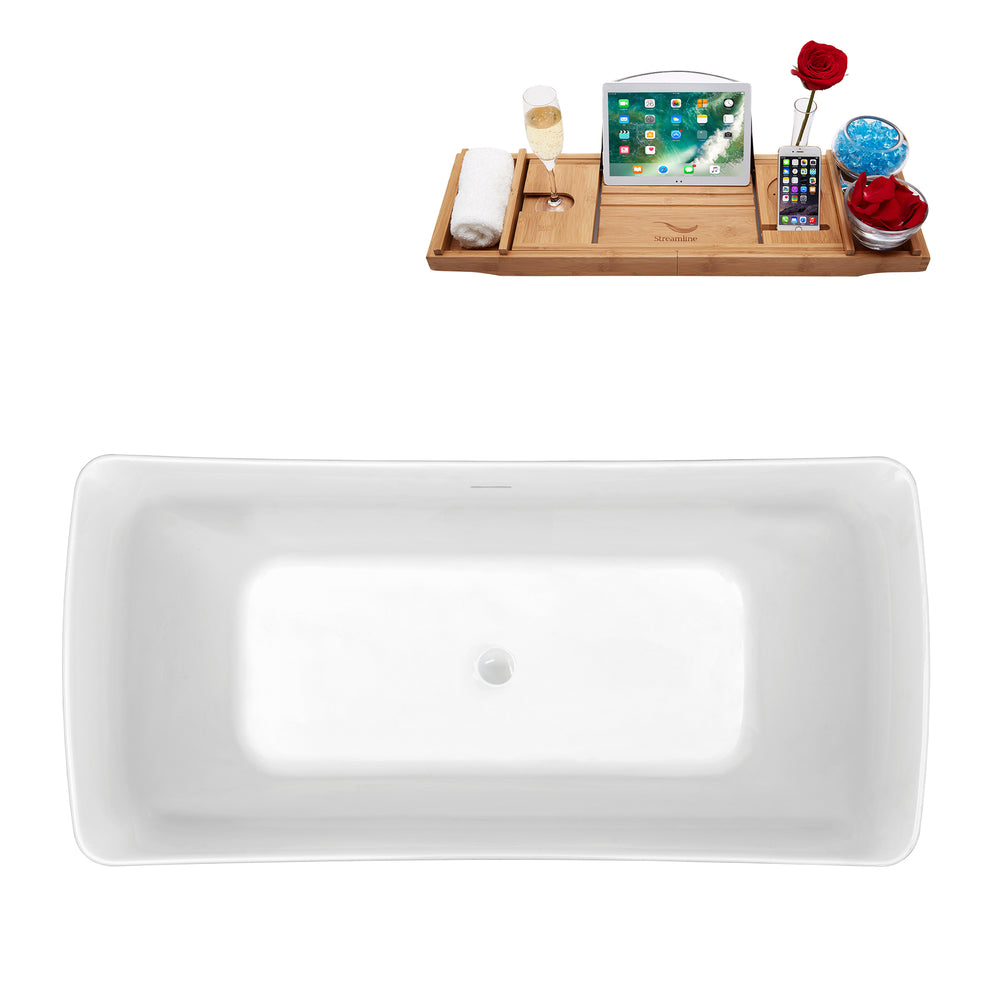 62'' Streamline N550WH Freestanding Tub and Tray With Internal Drain Image