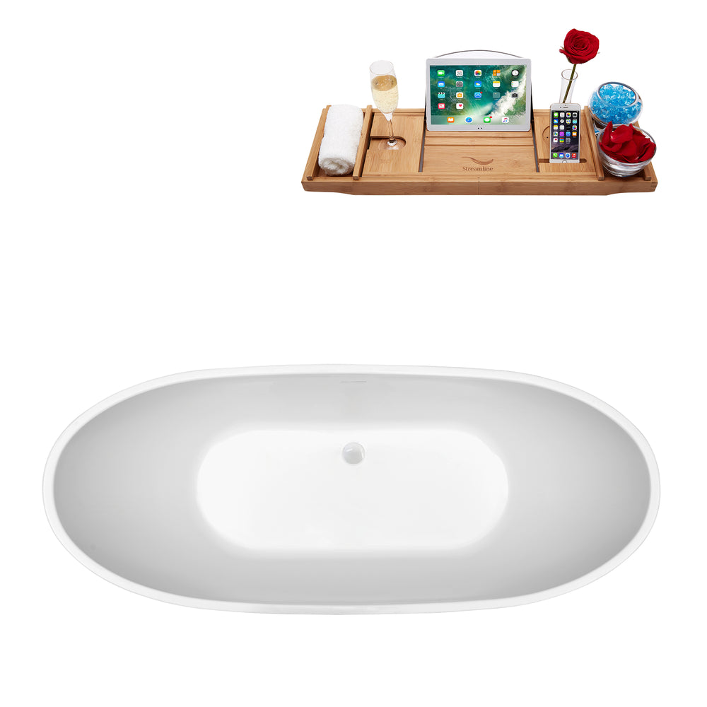 62'' Streamline N590WH Freestanding Tub and Tray With Internal Drain Image