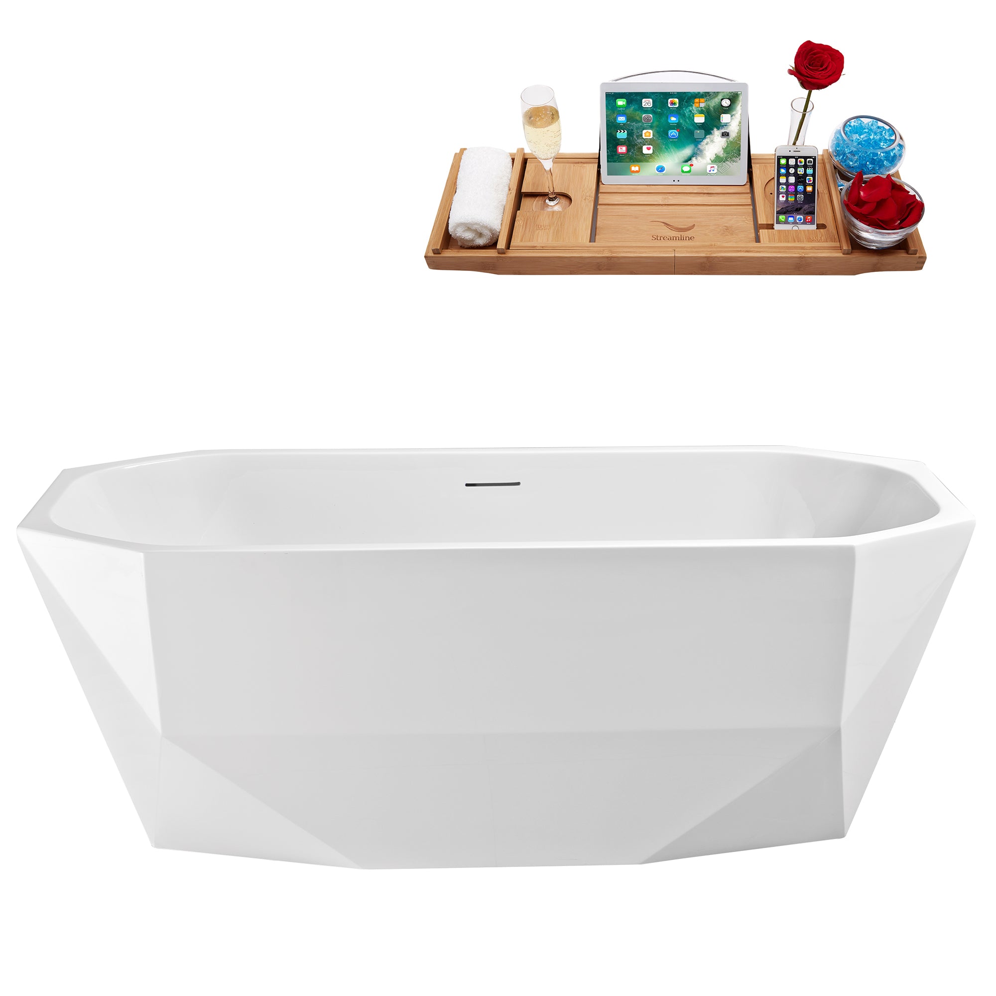 63'' Streamline N630BL Freestanding Tub and Tray With Internal Drain image