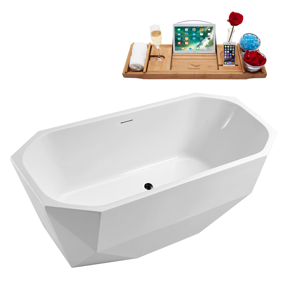 63'' Streamline N630BL Freestanding Tub and Tray With Internal Drain Image