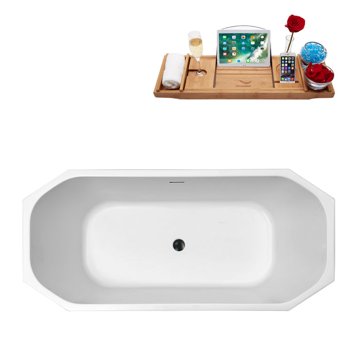 63'' Streamline N630BL Freestanding Tub and Tray With Internal Drain
