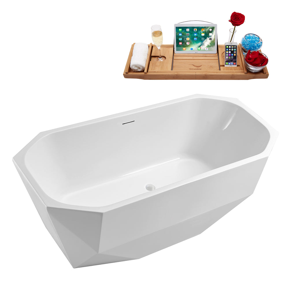 63'' Streamline N630WH Freestanding Tub and Tray With Internal Drain Image