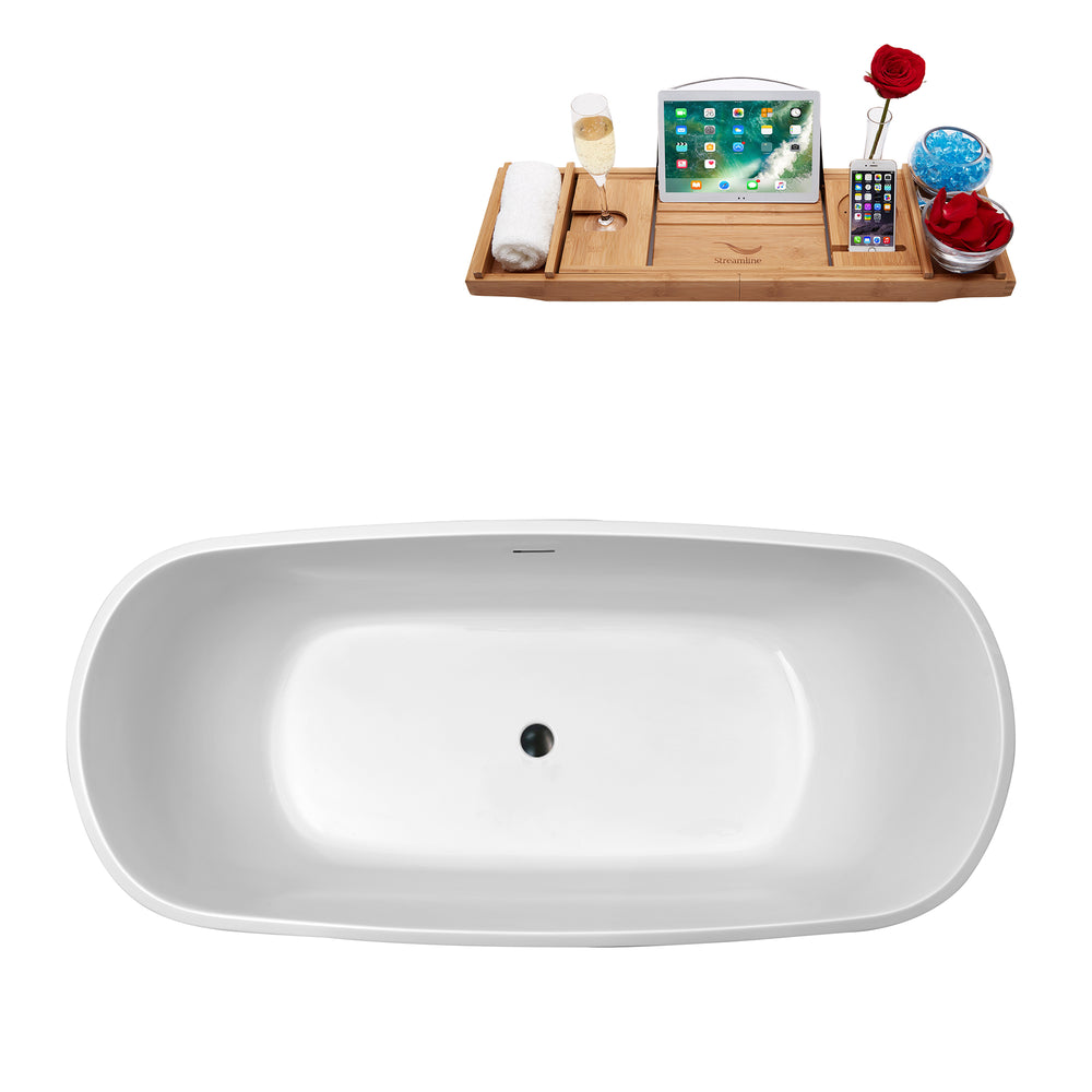 59'' Streamline N670BL Freestanding Tub and Tray With Internal Drain Image