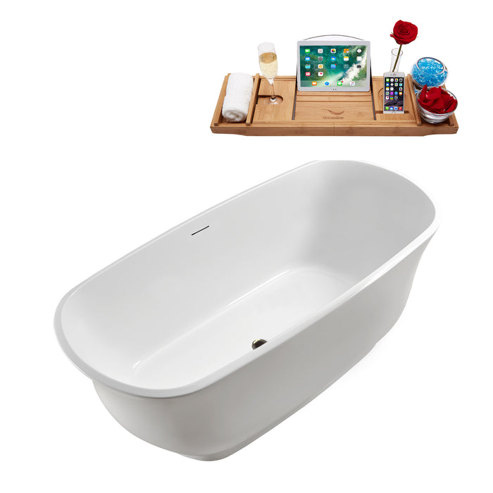 59'' Streamline N670BNK Freestanding Tub and Tray With Internal Drain
