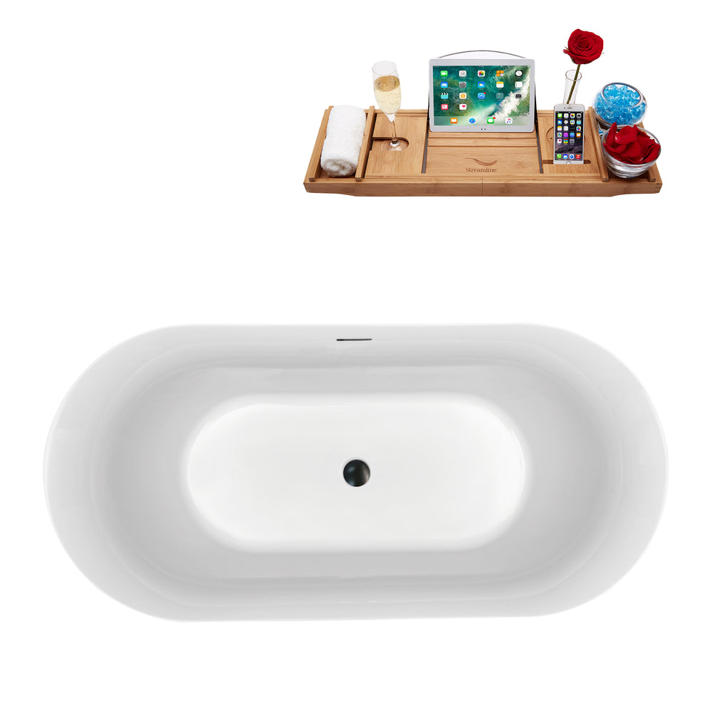 59'' Streamline N811BL Freestanding Tub and Tray With Internal Drain Image