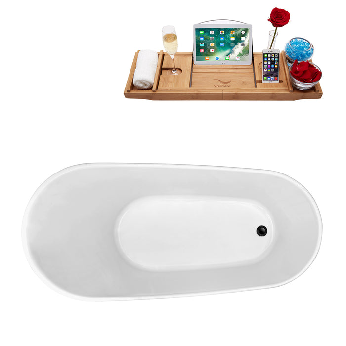 63" Streamline N821-IN-BL Soaking Freestanding Tub and Tray With Internal Drain