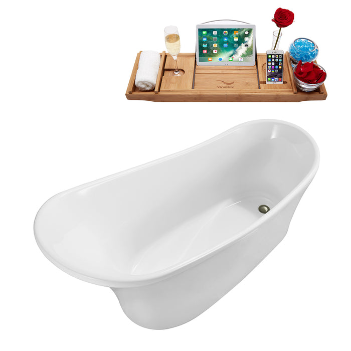 63" Streamline N821-IN-BNK Soaking Freestanding Tub and Tray With Internal Drain