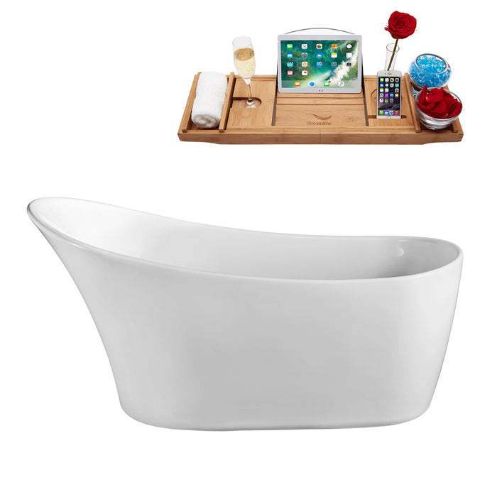 67" Streamline N822-IN-BL Soaking Freestanding Tub and Tray With Internal Drain