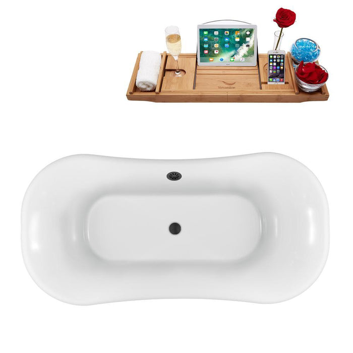 68" Streamline N861GLD-BL Clawfoot Tub and Tray With External Drain