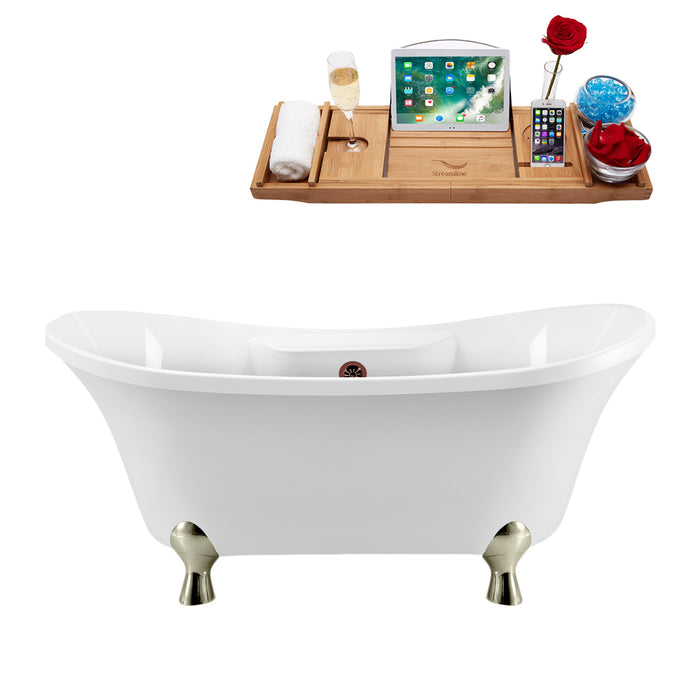 60" Streamline N900BNK-ORB Clawfoot Tub and Tray With External Drain