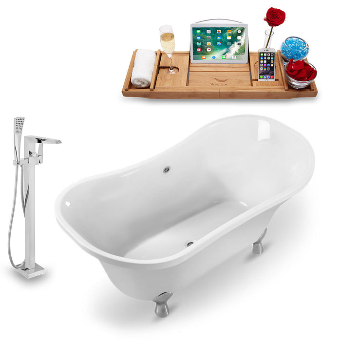 Tub, Faucet and Tray Set Streamline 60" Clawfoot NH920CH-CH-100