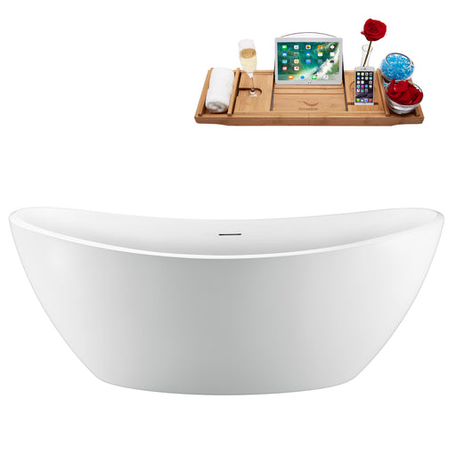 75'' Streamline N950BL Freestanding Tub and Tray With Internal Drain