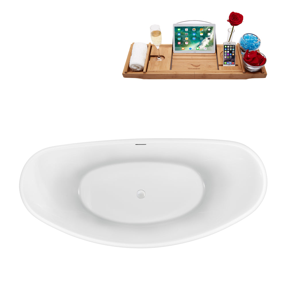 75'' Streamline N950WH Freestanding Tub and Tray With Internal Drain Image