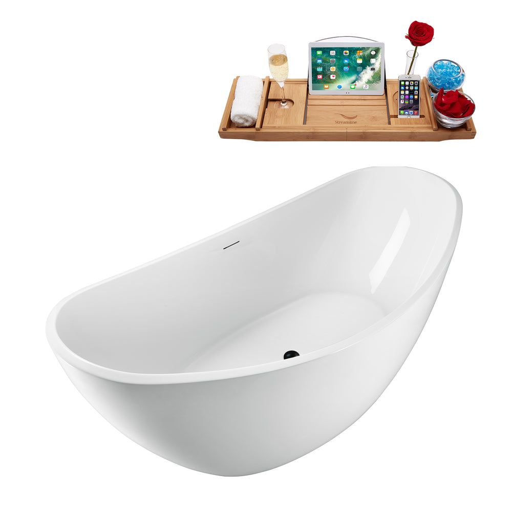 63'' Streamline N951BL Freestanding Tub and Tray With Internal Drain Image